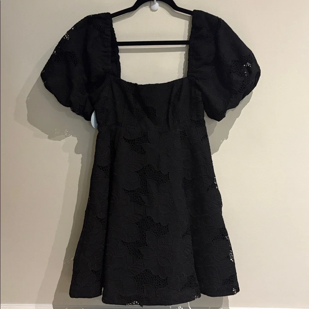 Hill House Home Matilda Lace Mini Dress in Black Cotton Lace Sz. Small NWT